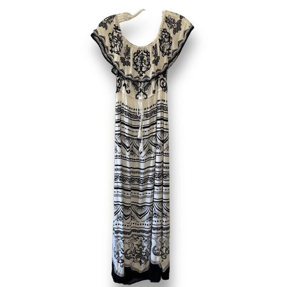 Flying Tomato Women's Damask Tapestry Overlay Off-Shoulder Midi Dress Small - Picture 1 of 10